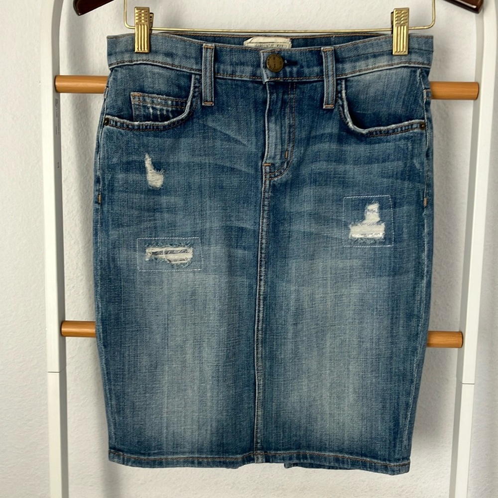 Current/Elliott Blue Knee-Length Pencil Skirt
